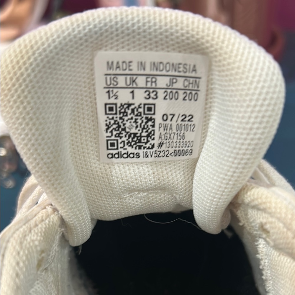Adidas Kids' White and Blue Sneakers - Picture 2 of 2